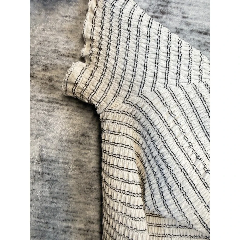 Art Class Girls Black White Striped Smocked Off Shoulder‎ Top L 10/12